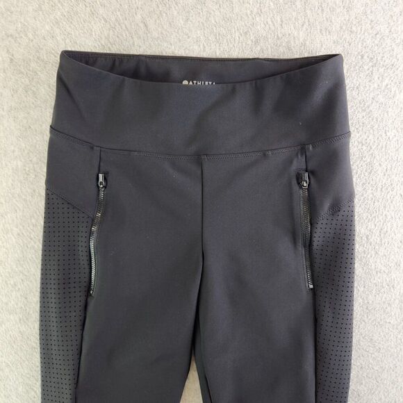 Athleta Pants Womens Small Black Stellar Crop Vented Perforated Side Panels - Picture 2 of 14